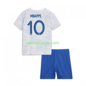 Camisolas de futebol França Mbappé 10 Criança Equipamento Alternativa World Cup 2022 Manga Curta